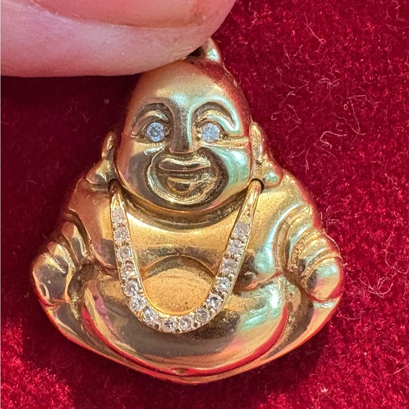 Gold Buddha Pendant with Diamond Accents - Picture 2 of 4